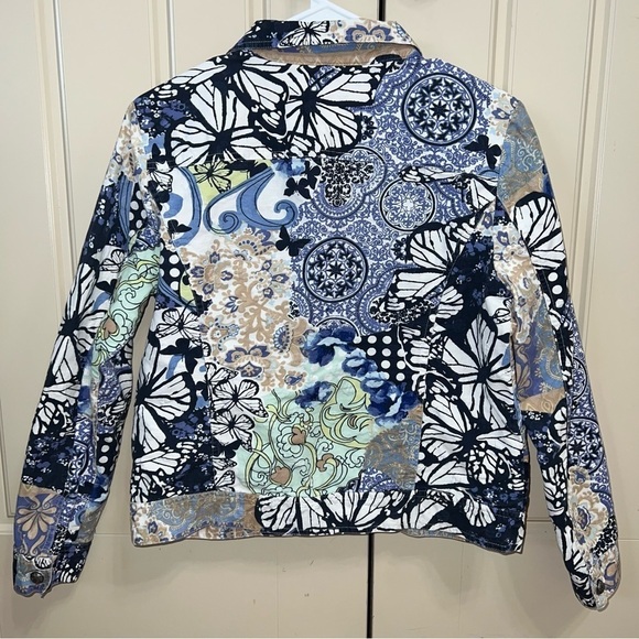 Christopher & Banks Abstract Blue Print Denim Jean Jacket Size Medium - Picture 9 of 14